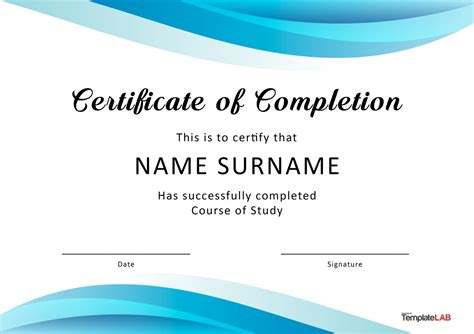 certificate of completion word template word free download